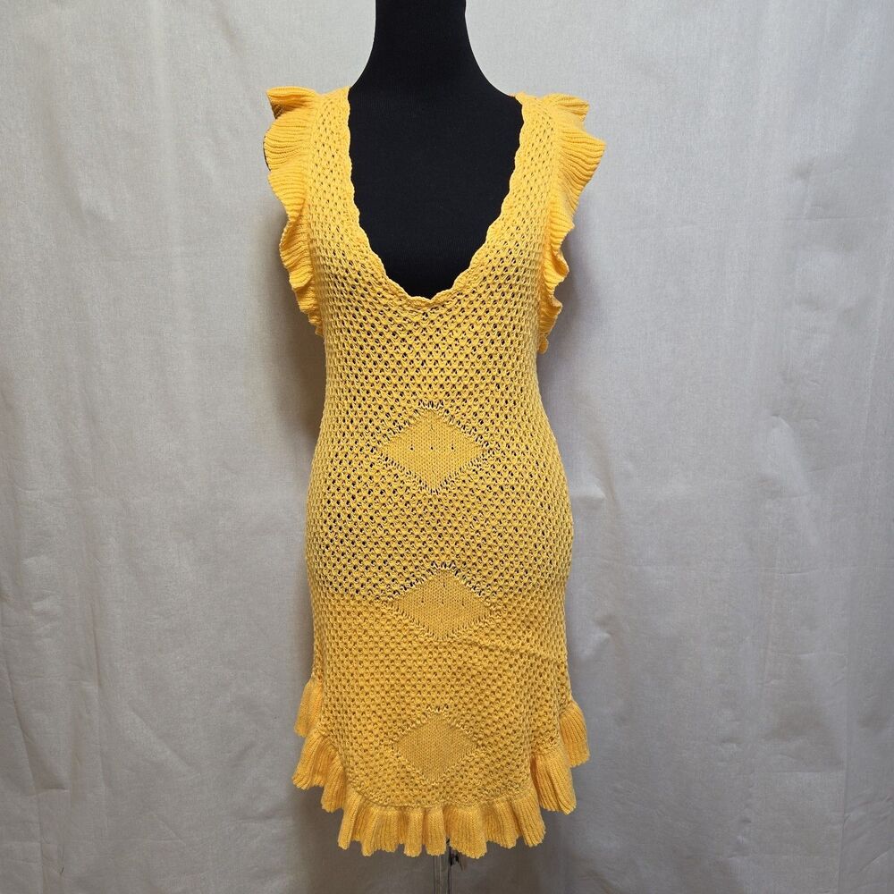 Free People Beach Women's Mykonos Sweater Mini Coverup Dress Sunset Gold M NWT